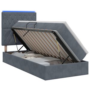 vidaXL Lit de rangement LED avec matelas Gris fonc&eacute; 90 x 190 cm