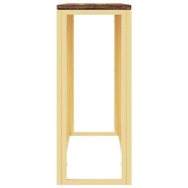 vidaXL Table console dor&eacute; acier inoxydable et bois massif r&eacute;cup&eacute;ration