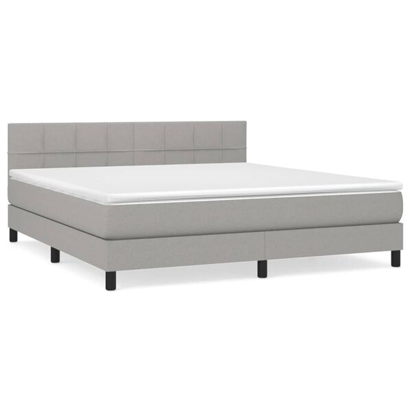vidaXL Sommier &agrave; lattes de lit avec matelas Gris clair 180x200cm Tissu