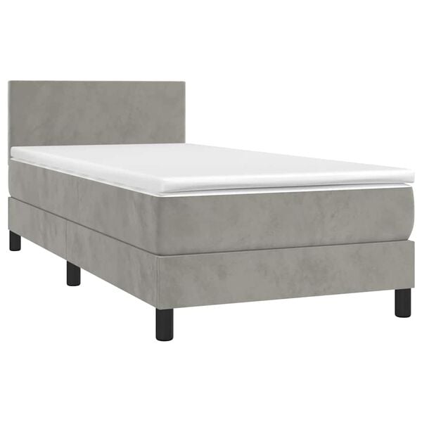 vidaXL Sommier &agrave; lattes de lit avec matelas et LED Gris clair 80x200cm