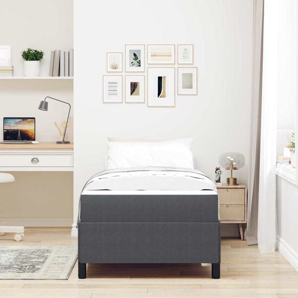 vidaXL Cadre de lit avec matelas Gris fonc&eacute; 90 x 200 cm tissu