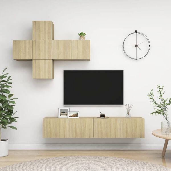 vidaXL Ensemble de meubles TV 7 pcs Ch&ecirc;ne sonoma Bois d'ing&eacute;nierie