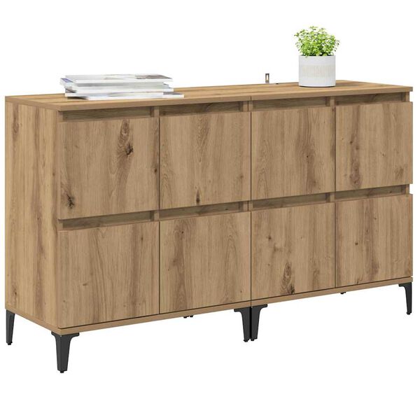 vidaXL Buffets 2 pcs Ch&ecirc;ne artisanal 60 x 35 x 70 cm Bois d'ing&eacute;nierie