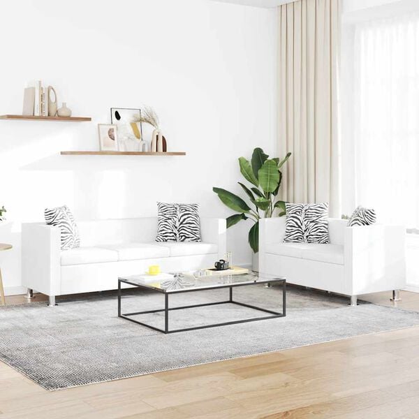 vidaXL Ensemble de canap&eacute;s 2 places et 3 places Cuir synth&eacute;tique Blanc