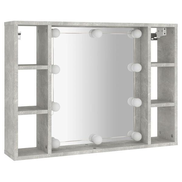 vidaXL Armoire à miroir avec LED Gris béton 76x15x55 cm