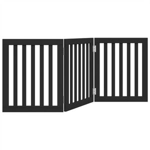 vidaXL Barri&egrave;re pour chien pliable 3 panneaux noir bois de peuplier