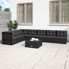 vidaXL Salon de jardin 7 pcs avec coussins Noir R&eacute;sine tress&eacute;e