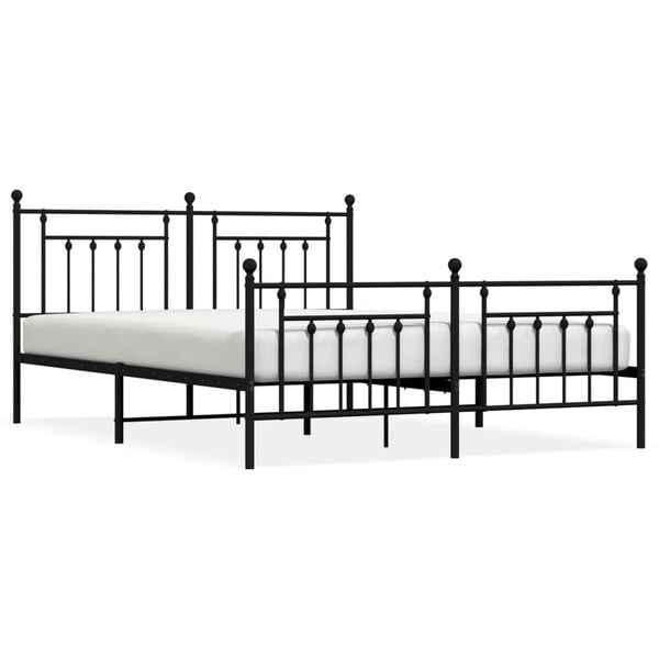 vidaXL Cadre de lit m&eacute;tal sans matelas avec pied de lit noir 180x200cm