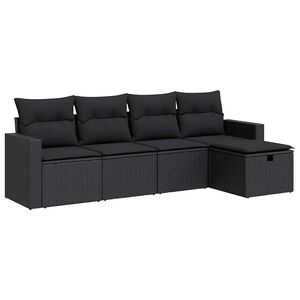 vidaXL Salon de jardin 5 pcs avec coussins noir r&eacute;sine tress&eacute;e