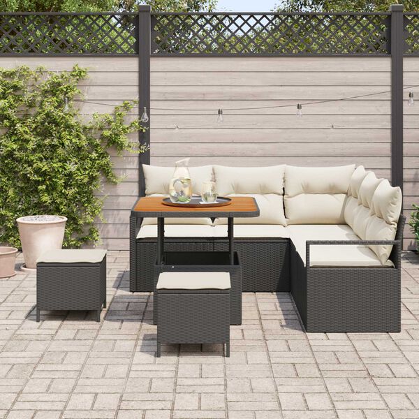 vidaXL Ensemble de canap&eacute; de jardin avec coussin 8 pcs Noir et Cr&egrave;me