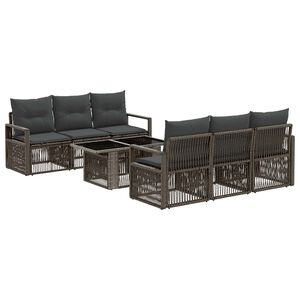 vidaXL Ensemble de canap&eacute; de jardin 7 pc Gris et Gris fonc&eacute; polyrotin