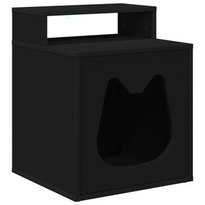vidaXL Maison pour chat Noir 42,5 x 40 x 53,5 cm Bois d'ing&eacute;nierie
