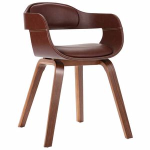 vidaXL Chaise &agrave; manger Marron Bois courb&eacute; et similicuir