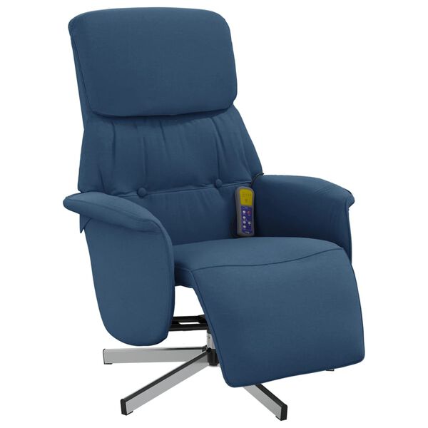 vidaXL Fauteuil inclinable de massage avec repose-pieds bleu tissu