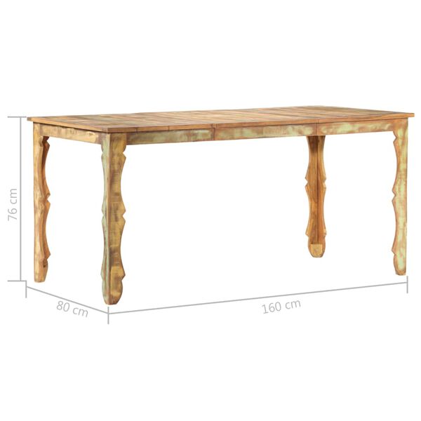 vidaXL Table de salle &agrave; manger 160x80x76cm Bois de r&eacute;cup&eacute;ration massif