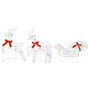 vidaXL Renne de No&euml;l avec tra&icirc;neau 3 pc 60 LED Multicolore