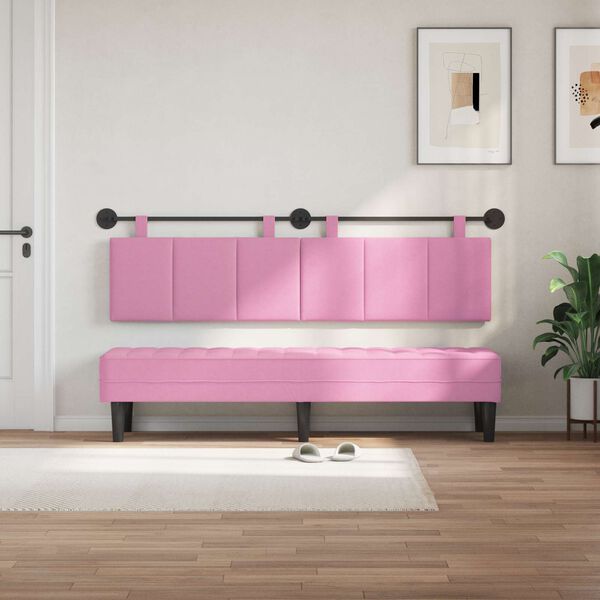 vidaXL T&ecirc;te de lit suspendue Montage mural Rose 170 x 55 x 5 cm tissu