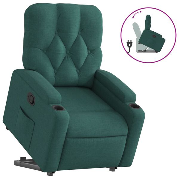 vidaXL Fauteuil inclinable vert fonc&eacute; tissu
