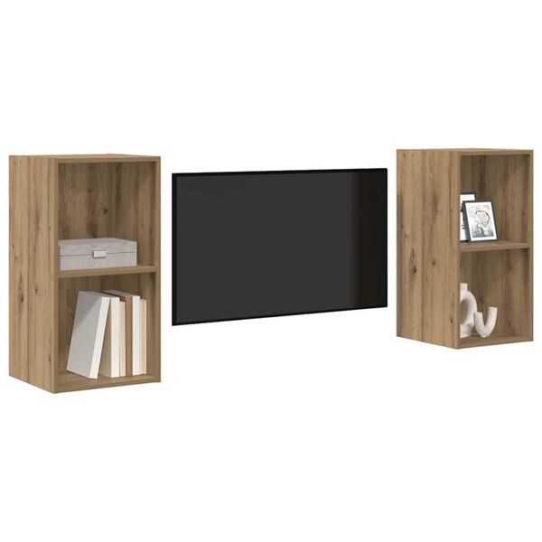 vidaXL Ensemble meuble TV 2 pcs Ch&ecirc;ne artisanal 37 x 37 x 72 cm