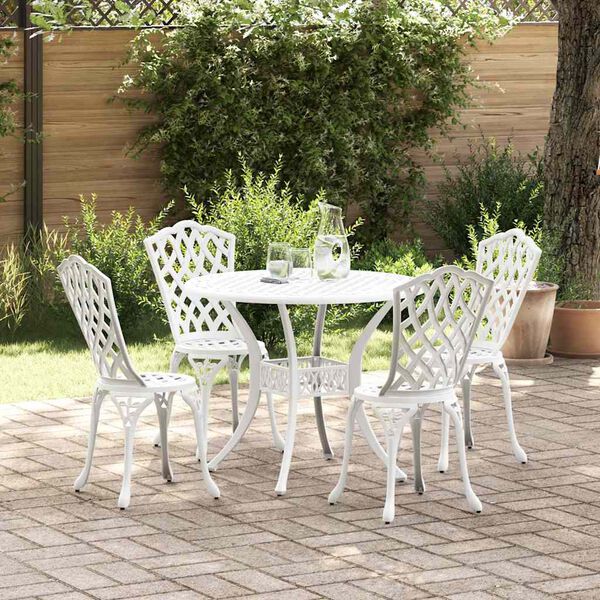 vidaXL Ensemble de salle &agrave; manger pour jardin 5 pcs Blanc Aluminium