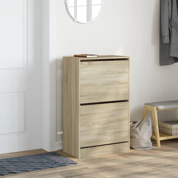 vidaXL Armoire &agrave; chaussures ch&ecirc;ne sonoma 60x34x96,5 cm bois ing&eacute;nierie