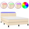 vidaXL Sommier &agrave; lattes de lit avec matelas LED Cr&egrave;me 140x200 cm Tissu