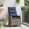 vidaXL Chaise de jardin inclinable Gris et bleu marine polyrotin