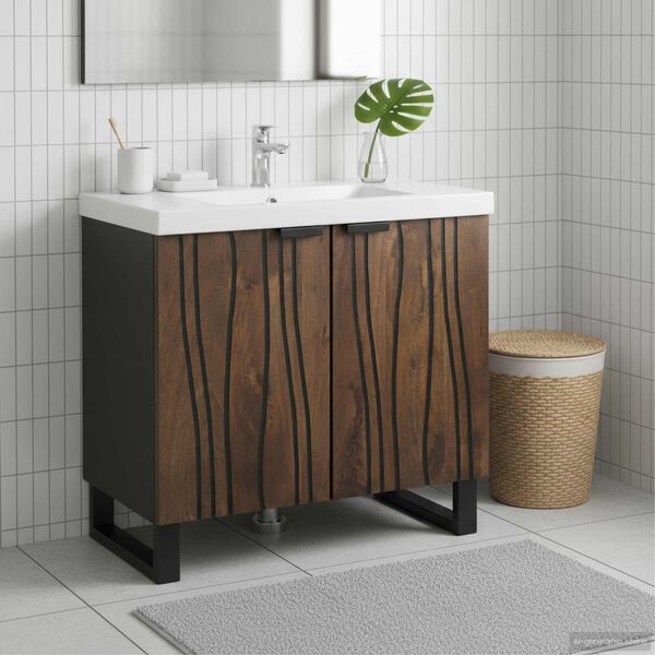 vidaXL Meuble de Lavabo de Salle de Bain Noyer 62 x 33 x 58 cm