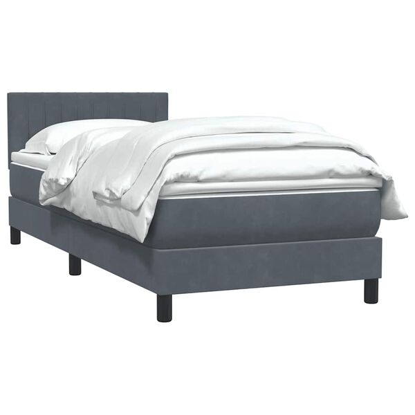 vidaXL Sommier &agrave; lattes de lit et matelas gris fonc&eacute; 80x210 cm velours