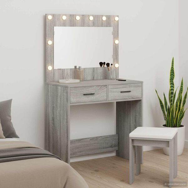 vidaXL Coiffeuse Sonoma gris 78.5 x 41 x 135 cm Bois d'ingénierie