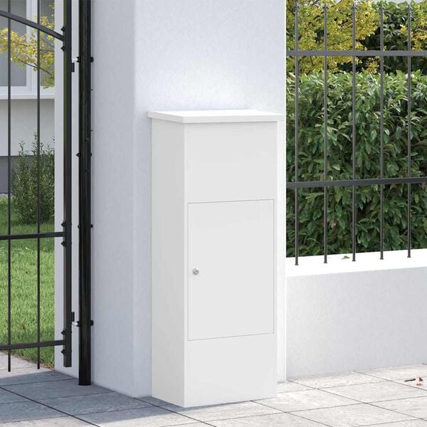 vidaXL Bo&icirc;te de d&eacute;p&ocirc;t de colis Blanc 44.5 x 29 x 110.5 cm Acier