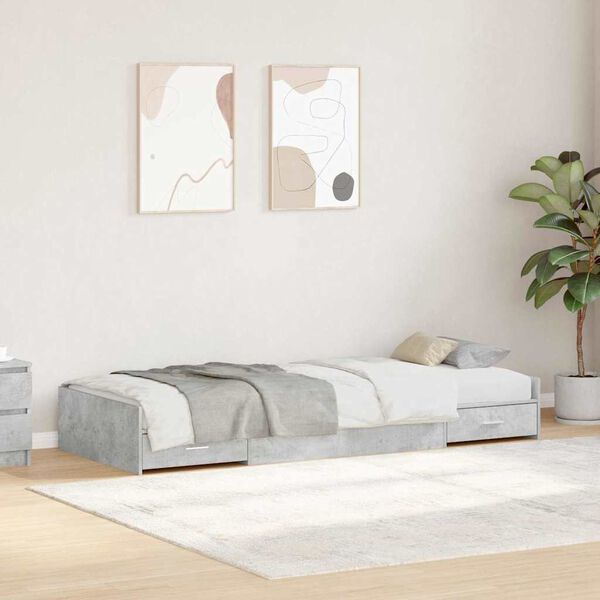 vidaXL Cadre de lit Gris b&eacute;ton 70 x 190 cm Bois d'ing&eacute;nierie