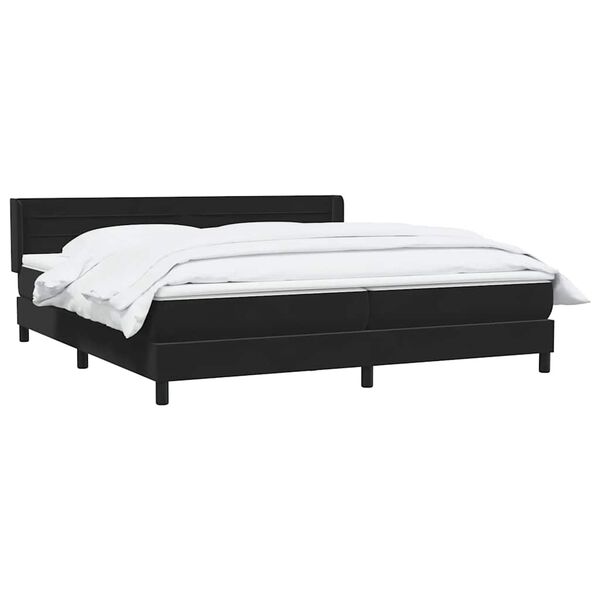 vidaXL Sommier &agrave; lattes de lit avec matelas noir 180x210 cm velours