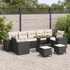 vidaXL Ensemble de canapé de jardin avec coussin 10 pcs Noir et Crème
