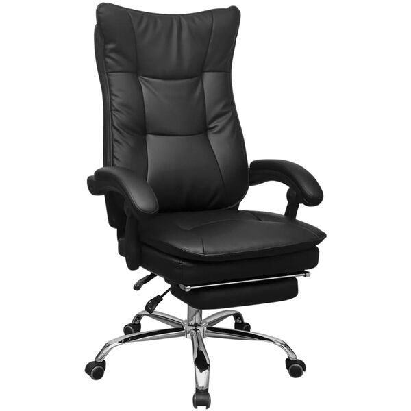 vidaXL Chaise de bureau inclinable avec repose-pieds Noir