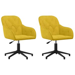 vidaXL Chaises pivotantes &agrave; manger lot de 2 Jaune Velours