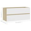 vidaXL Ensemble de meubles de salle de bain 2pcs Blanc et ch&ecirc;ne sonoma