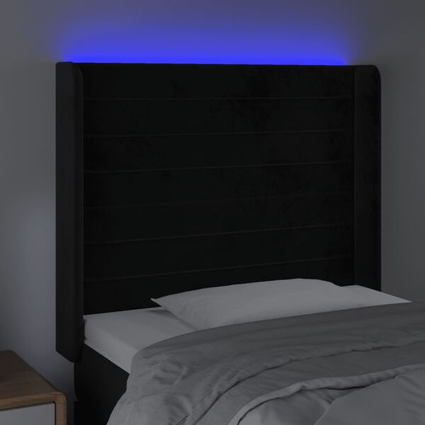 vidaXL T&ecirc;te de lit &agrave; LED Noir 83x16x118/128 cm Velours