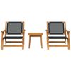 vidaXL Chaises de jardin avec table 3 pcs Noir Bois d'Acacia Massif