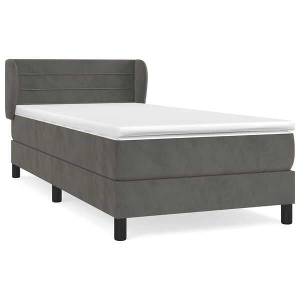 vidaXL Sommier &agrave; lattes de lit et matelas Gris fonc&eacute; 80x200 cm Velours