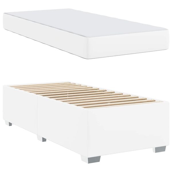 vidaXL Cadre de lit avec matelas Blanc 100 x 200 cm tissu