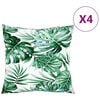 vidaXL Coussin d'ext&eacute;rieur 4 pcs Motif feuilles 50 x 50 cm Tissu