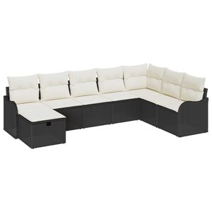 vidaXL Ensemble de Canap&eacute;s avec coussin 8 pcs Noir et Cr&egrave;me polyrotin