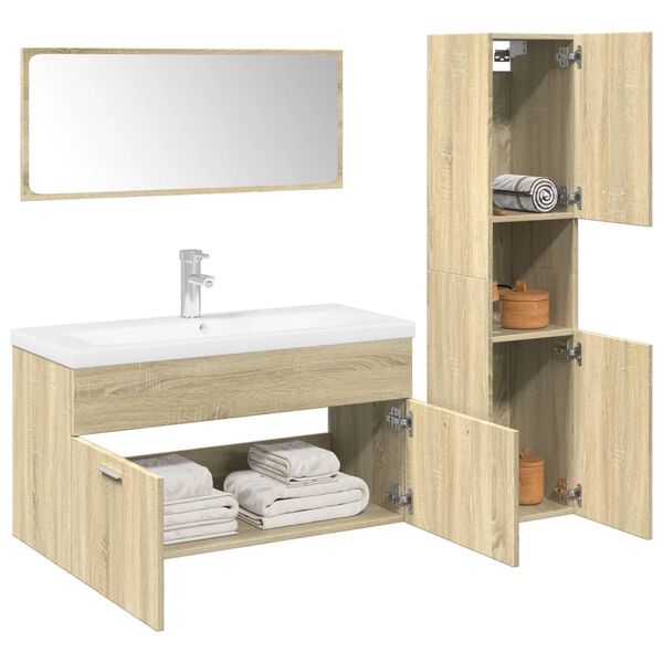 vidaXL Ensemble de meubles de salle de bain 3 pcs ch&ecirc;ne sonoma