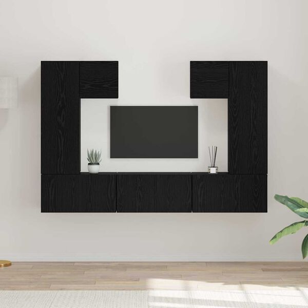 vidaXL Ensemble meuble TV 7 pcs Chêne noir Bois d'ingénierie