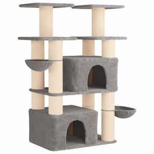 vidaXL Arbre &agrave; chat avec poteaux &agrave; griffer en sisal Gris clair 147 cm
