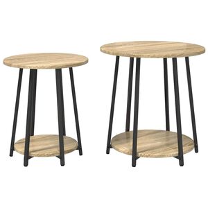 vidaXL Ensemble de tables d'appoint 2 pc Ch&ecirc;ne Sonoma et noir