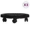 vidaXL Chariots &agrave; plantes avec roues 3 pcs Diam&egrave;tre 30 cm Noir 170 kg