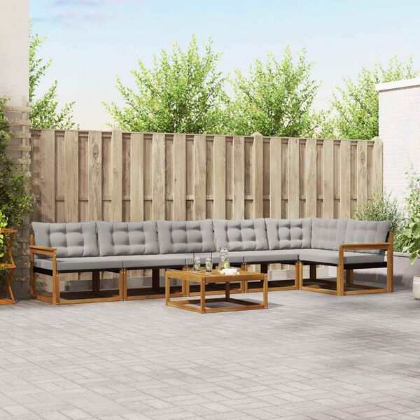 vidaXL Ensemble de canap&eacute;s d'ext&eacute;rieur 7 pcs Gris Naturel et Clair