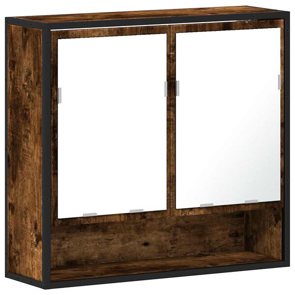 vidaXL Armoire &agrave; miroir de salle de bain ch&ecirc;ne fum&eacute; bois d&rsquo;ing&eacute;nierie